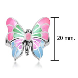 AeraVida Exotic Graceful Butterfly Multi-Color Mother of Pearl .925 Sterling Silver Ring