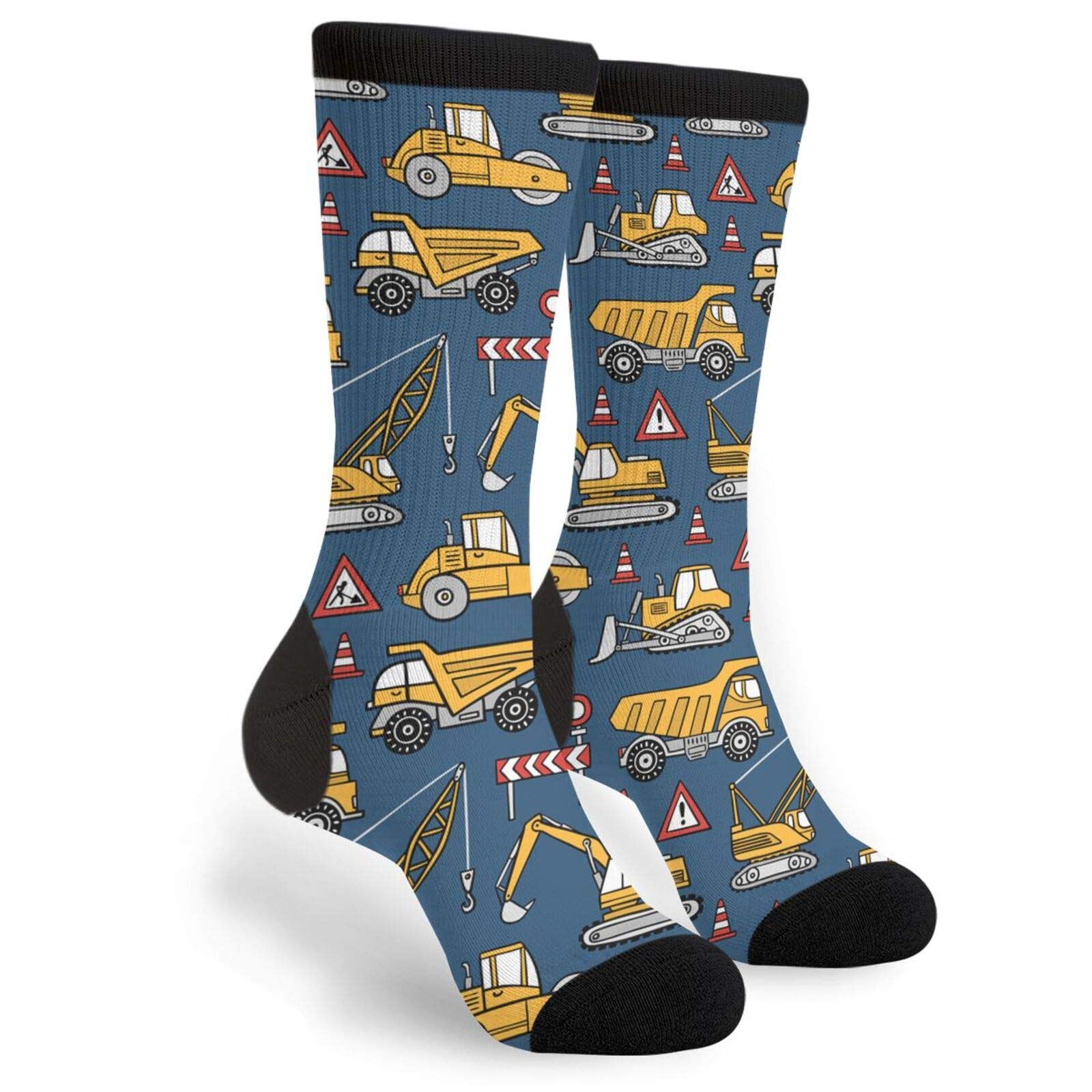 MOLIAN Unisex Fun Novelty Crazy Crew Socks Construction Cars Dress Socks