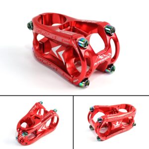 ZTZ Mountain Bike Stem,31.8mm 50mm Bicycle Aluminum Alloy Short Handlebar Stem for Most Bicycle, Road Bike, Mountain Bike, Cycling Handlebar Accessories (Red)