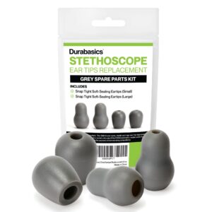 Durabasics Stethoscope Ear Tips Replacement for Littmann Stethoscopes - Compatible with Littman Ear Tips Replacement, Stethoscope Ear Pieces, Littmann Stethoscope Parts & Cardiology IV Parts - Grey