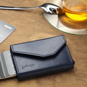 pularys Mini Wallet RAVEN - Multifunckion Credit Card Case - Italian Leather - RFID blocking - Size: 6.5 x 10 x 2.5 cm - Space for up to 7 Cards - Classic Design