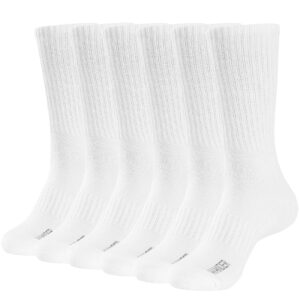 wander men's running crew socks 6 pairs cotton athletic socks for men cushion half performance socks 8-12