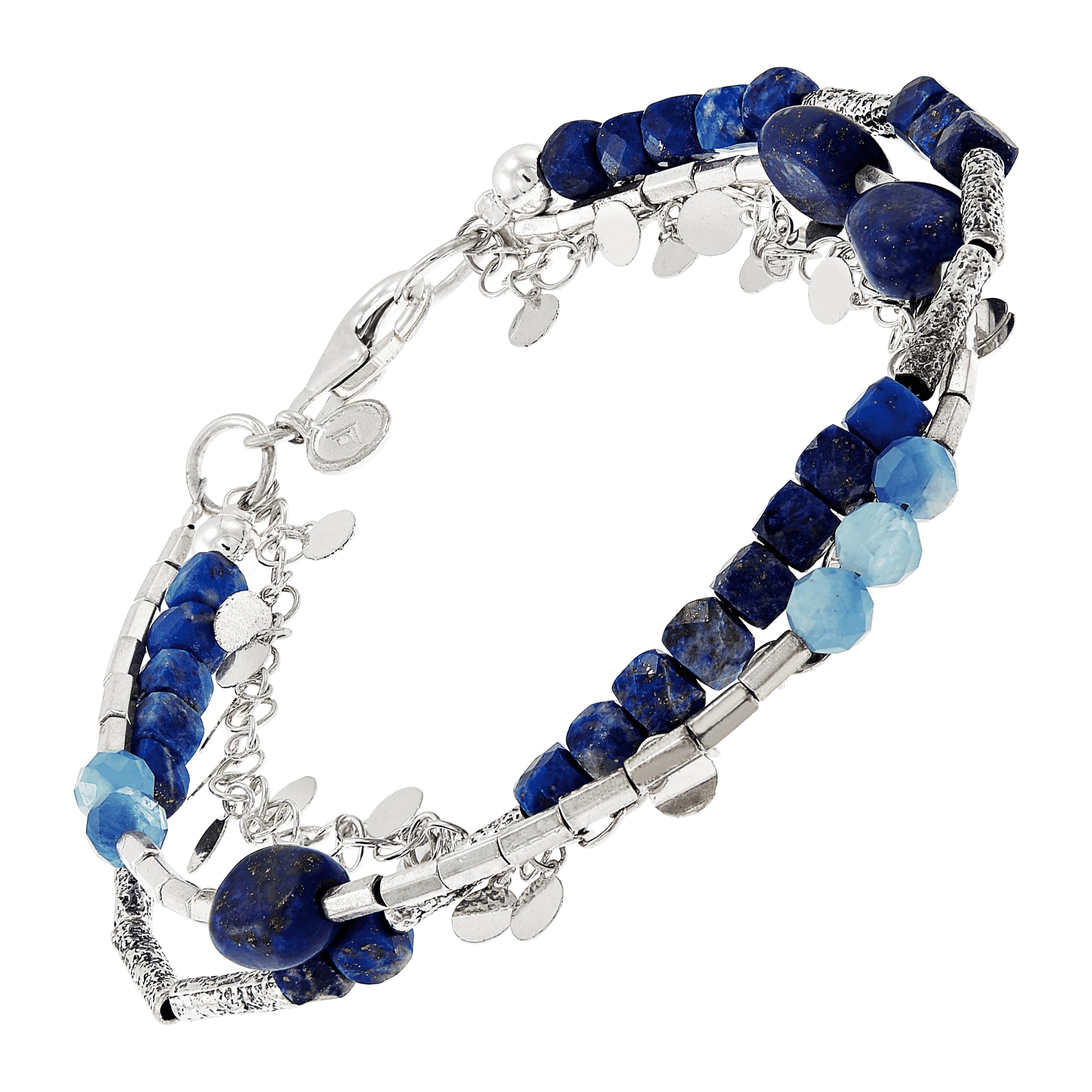 Silpada 'Azurro' Aquamarine & Hematite Bead Bracelet in Sterling Silver, 7.5"