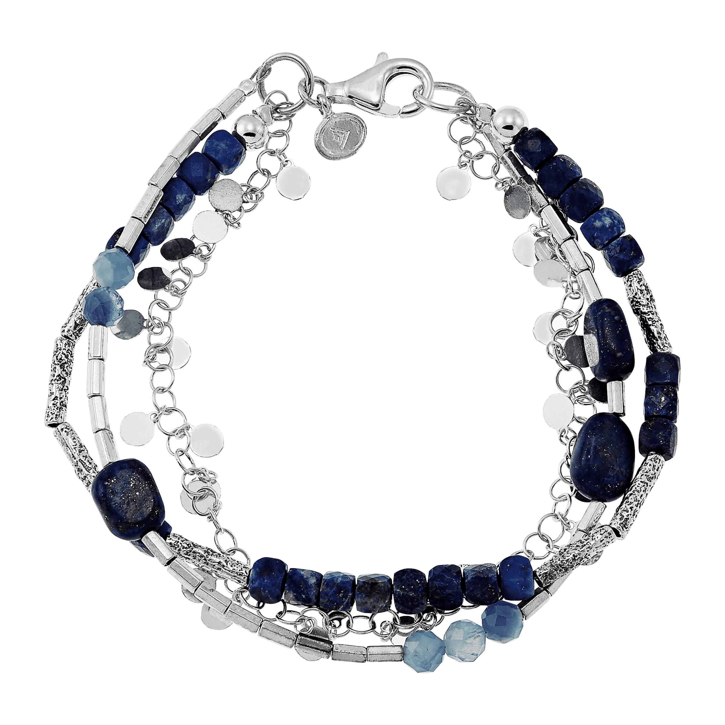 Silpada 'Azurro' Aquamarine & Hematite Bead Bracelet in Sterling Silver, 7.5"