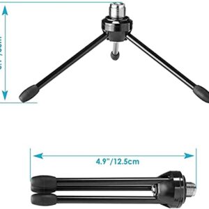 LYRCRO Desktop Desk Foldabe Tripod Microphone Stand with Non-slip Feet,Durable Iron Construction,Ideal for Podcasts, Online Chat, Conferences, Lectures,meetings with dynamic microphone