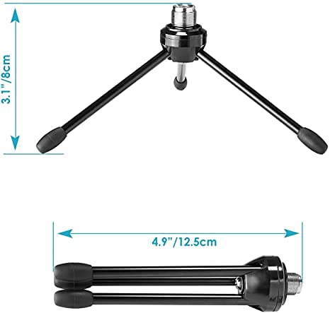 LYRCRO Desktop Desk Foldabe Tripod Microphone Stand with Non-slip Feet,Durable Iron Construction,Ideal for Podcasts, Online Chat, Conferences, Lectures,meetings with dynamic microphone