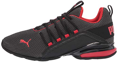 PUMA mens Axelion Running Shoe, Black/High Risk Red, 10.5 US