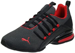 puma mens axelion running shoe, black/high risk red, 10.5 us