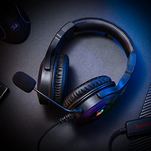 Redragon H350 RGB Wired Gaming Headset, Dynamic RGB Backlight - Stereo Surround-Sound - 50MM Drivers - Detachable Microphone, Over-Ear Headphones Works for PC/PS4/XBOX One/NS