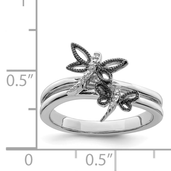 IceCarats 925 Sterling Silver Diamond Dragonfly Ring Size 7