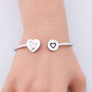 Pet Lover Gift Poultry Lover Gift Chicken Charm Chicken Gifts Chicken Jewelry Bird Cuff Bracelet (Chicken bracelet S)