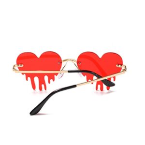 ENTHYI Dripping Heart Sunglasses for Men/Women Melting Rimless Irregular Party Sun Glasses Metal Prom Colorful Eye Glasses