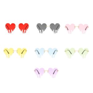 ENTHYI Dripping Heart Sunglasses for Men/Women Melting Rimless Irregular Party Sun Glasses Metal Prom Colorful Eye Glasses