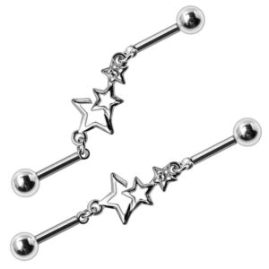 Covet Jewelry Stainless Steel Star Chain Industrial Barbell