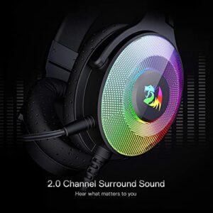 Redragon H350 RGB Wired Gaming Headset, Dynamic RGB Backlight - Stereo Surround-Sound - 50MM Drivers - Detachable Microphone, Over-Ear Headphones Works for PC/PS4/XBOX One/NS