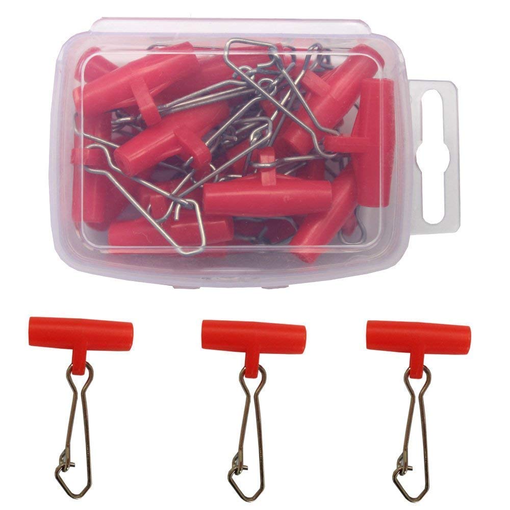 10/25/40pcs Fishing Snap Swivel Fishing Line Slides High Strength Double Lock Snaps Stainless Steel Slider Swivel Snap Kit Fishing Tackle Red 5# (40pcs)