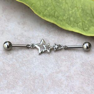 Covet Jewelry Stainless Steel Star Chain Industrial Barbell