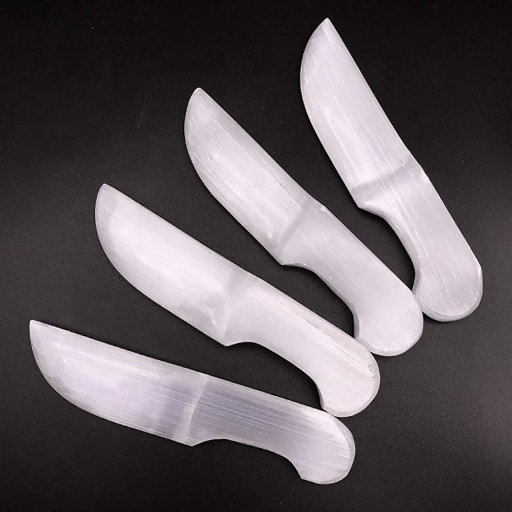 JIC Gem Selenite Crystal Knife 5.5" White Reiki Healing Stones Home Decoration 1pc