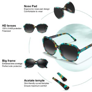 CARFIA Acetate Polarized Sunglasses for Women UV Protection Retro Trendy Big Sunnies CA2024 Turquoise