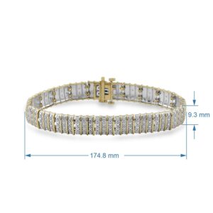 Jewelili Bracelet Yellow Gold Over Brass with 1/2 Cttw Natural White Round Diamond, 7.25"