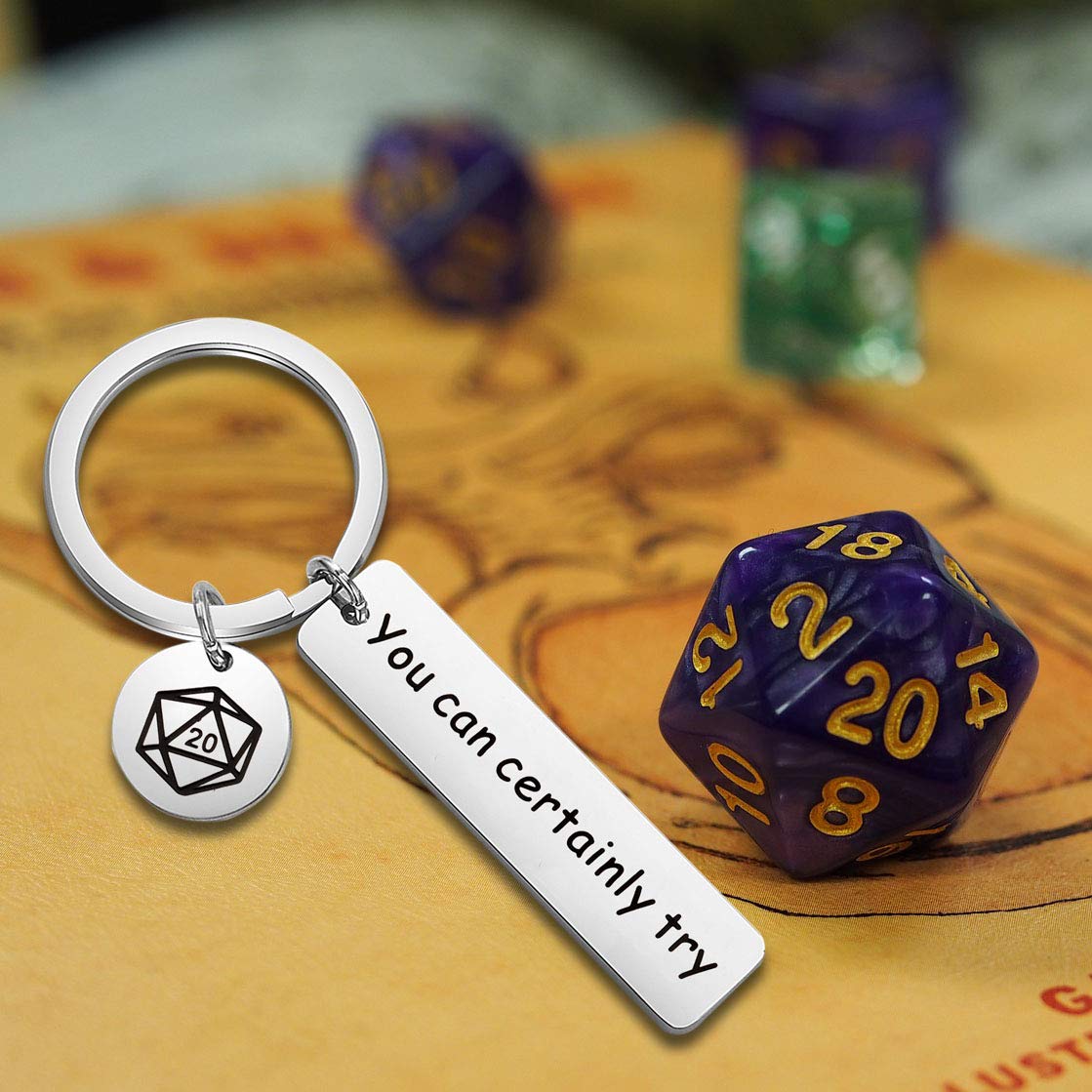 CYTING You Can Certainly Try Keychain Dungeons Gift Dungeon Master Gift RPG Gift Funny RPG Gamer Gift