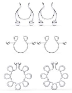 prjndjw fake nipple rings stainless steel fake nipple piercing faux nipple ring non piercings adjustable nipple rings clip-on for women body piercing jewelry