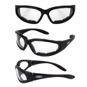 Global Vision Hercules Plus Padded Safety Motorcycle Sunglasses Black Frames Clear + Smoke Lenses