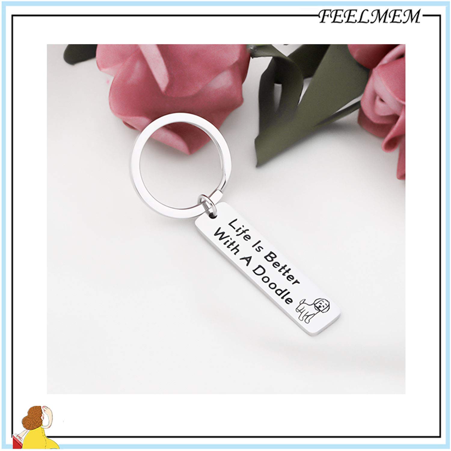 FEELMEM Dog Lover Gifts Life Is Better with A DoodleKeychain Gift for Dog Mom Doodle Mama Jewelry Doodle Owner Gifts (Doodle)