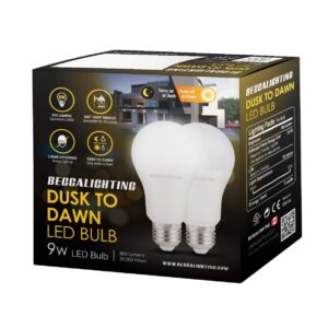 BECCALIGHTING Dusk to Dawn LED Light Bulb Light Sensor with Microwave Sensor 9W E26/E27 Automatic On/Off, Indoor/Outdoor Yard Porch Patio Garage Garden, Warm White, UL Listed, 2-Pack