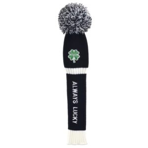 Clover Embroidered Always Lucky Knitted Golf headcovers for 460cc Driver Wood-The Great Wave and Starry Night Golf Ball Aiming Marker