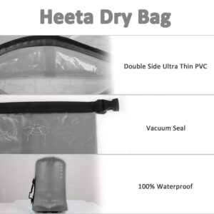 HEETA Waterproof Dry Bag for Women Men Transparent Black 5L Bundle with 2-Pack Waterproof Pouch with Waist Strap