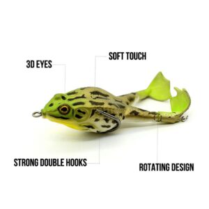 Spotlip 5pcs/Set Double Propellers Frogs Lure Soft Bait Soft Silicone Artificial Fishing Lures Floating Weedless Baits Kit 3.56 inch/13g Topwater Lure (B)