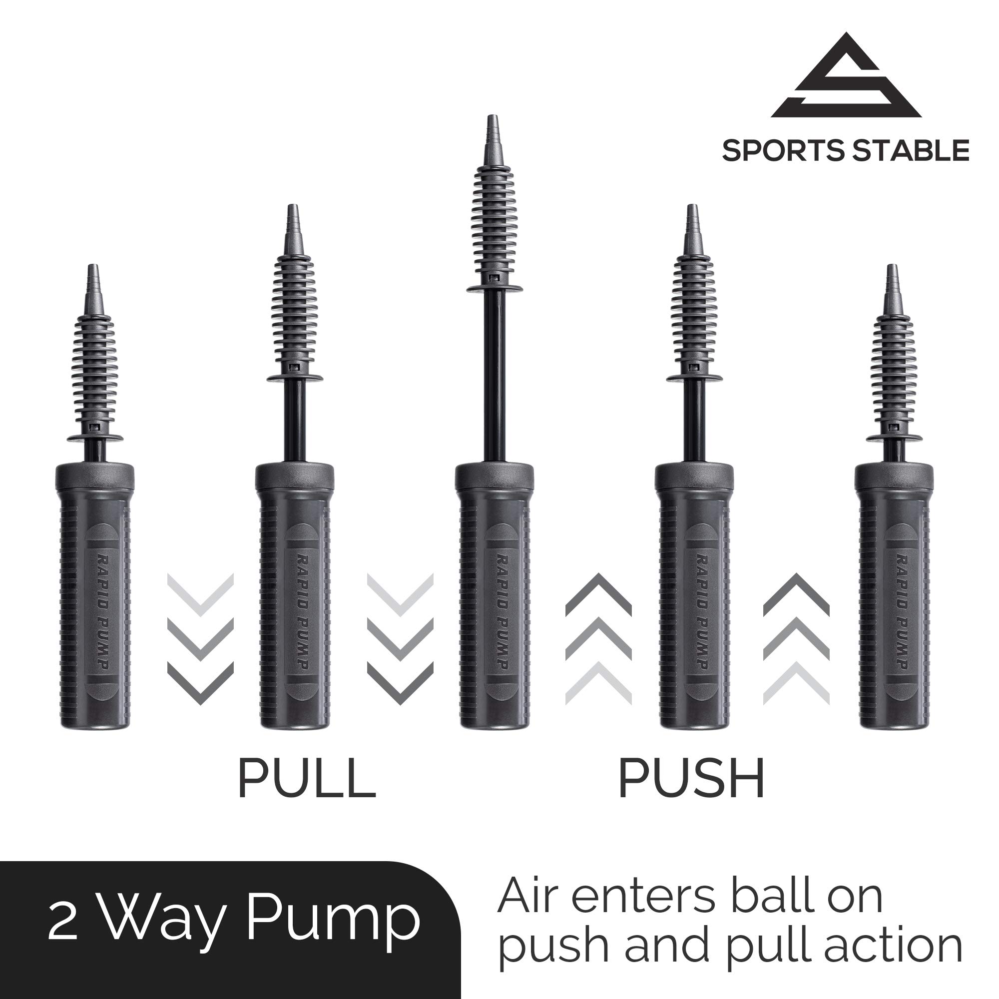 Sports Stable Exercise Ball Pump, Dual Inflation Manual Air Pump for your Gym Ball, Swiss Ball, Yoga ball, Pool Inflatables and Party Balloons