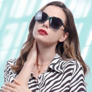 CARFIA Acetate Polarized Sunglasses for Women UV Protection Retro Trendy Big Sunnies CA2024 Turquoise