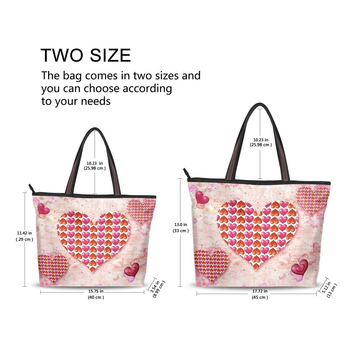 QMXO Pink Hearts Valentine's Day Handbags and Purse for Women Tote Bag Large Capacity Top Handle Shopper Shoulder Bag