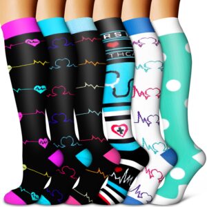 BLUEENJOY Copper Compression Socks for Women & Men (6 pairs) - Best Support for Nurses, Running, Hiking, Recovery