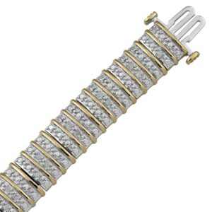 Jewelili Bracelet Yellow Gold Over Brass with 1/2 Cttw Natural White Round Diamond, 7.25"