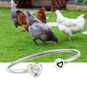 Pet Lover Gift Poultry Lover Gift Chicken Charm Chicken Gifts Chicken Jewelry Bird Cuff Bracelet (Chicken bracelet S)