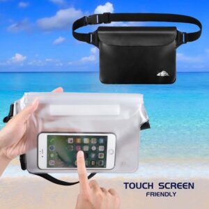 HEETA Waterproof Pouch, Screen Touch Sensitive Waterproof Bag Black & White L Bundle with 5-Pack Clear Waterproof Dry Bag