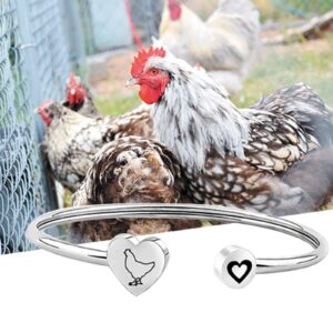 Pet Lover Gift Poultry Lover Gift Chicken Charm Chicken Gifts Chicken Jewelry Bird Cuff Bracelet (Chicken bracelet S)