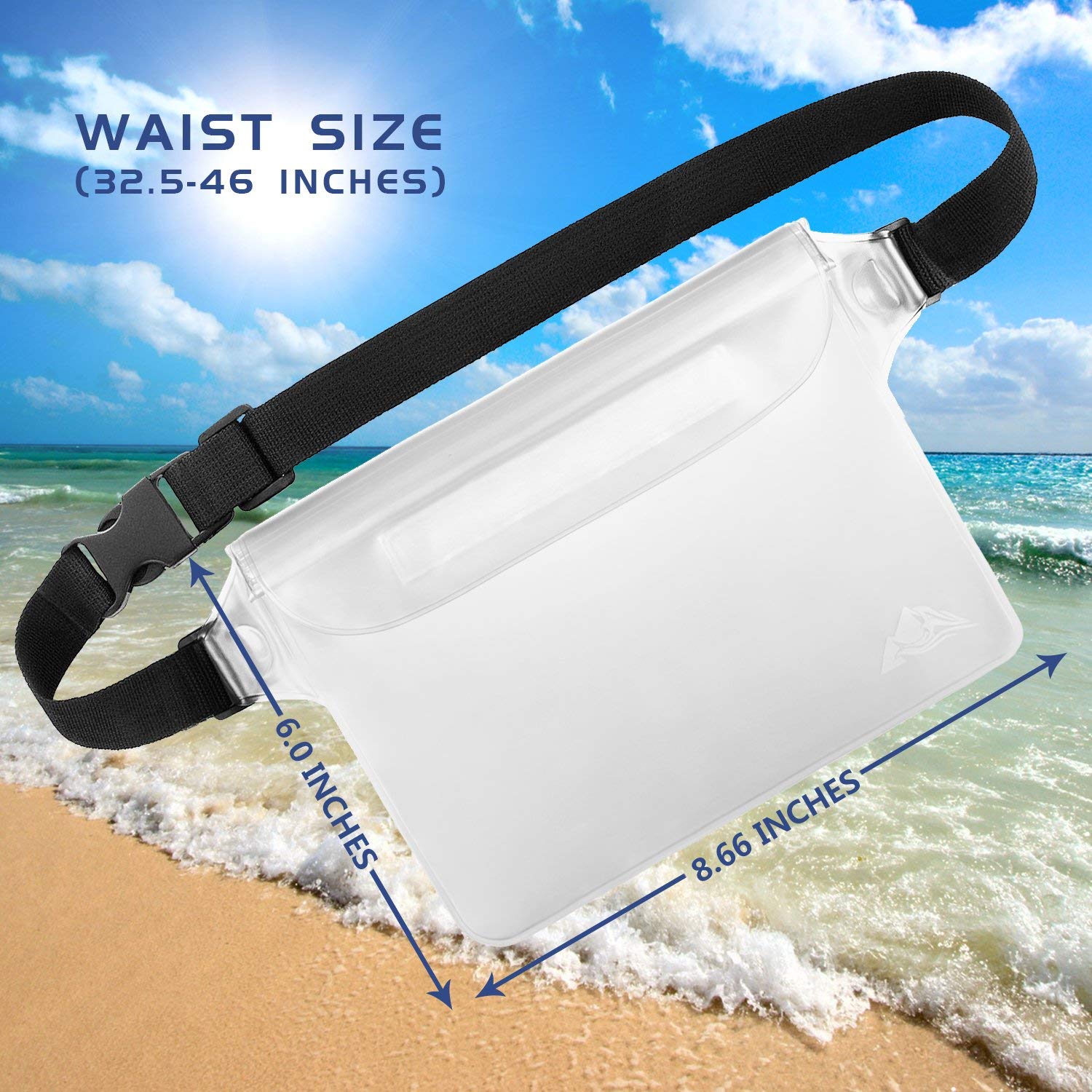 HEETA Waterproof Pouch, Screen Touch Sensitive Waterproof Bag Black & White L Bundle with 5-Pack Clear Waterproof Dry Bag