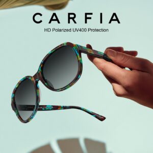 CARFIA Acetate Polarized Sunglasses for Women UV Protection Retro Trendy Big Sunnies CA2024 Turquoise