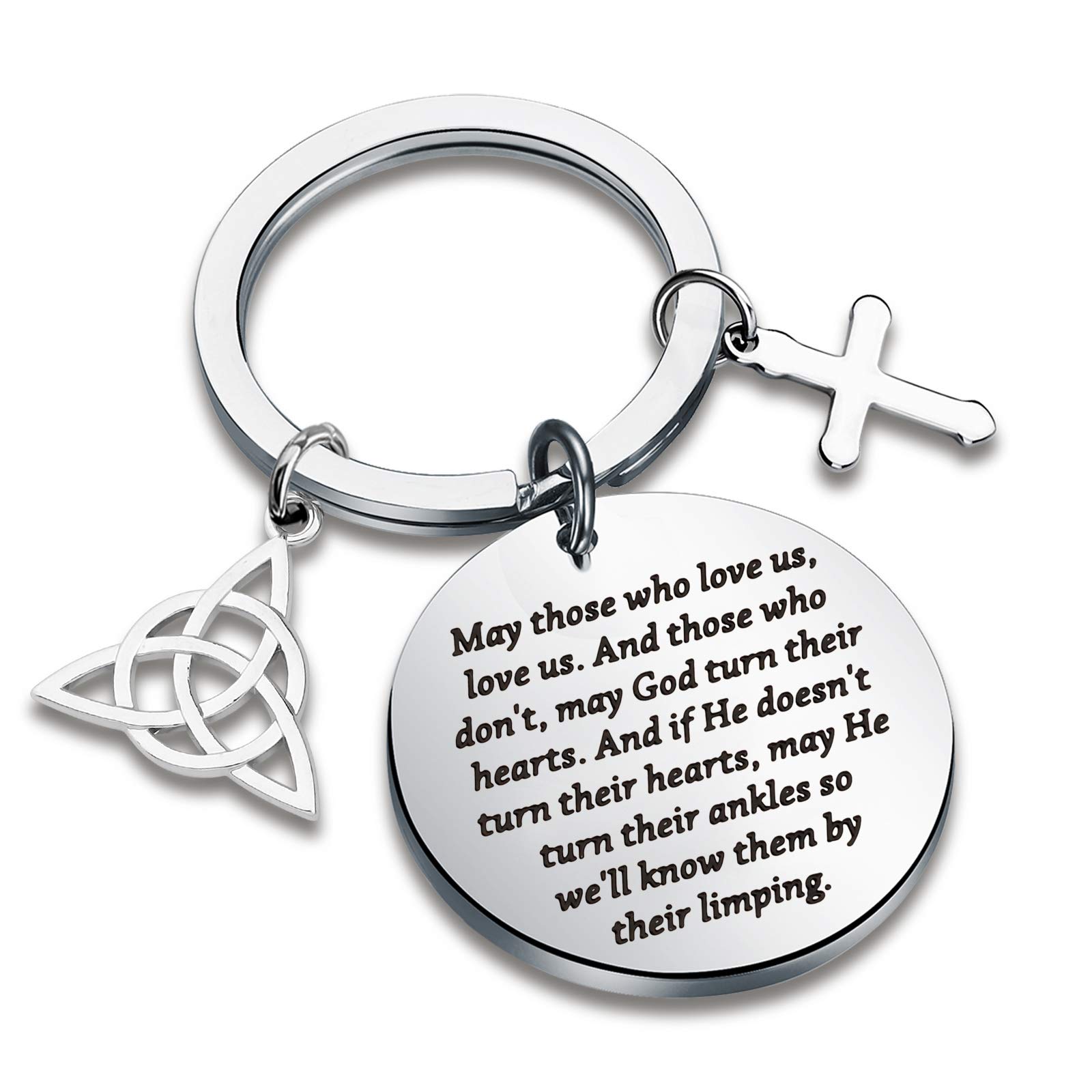 CYTING Irish Blessing Keychain May Those Who Love Us Love Us With Celtic Trinity Knot Good Luck Jewelry LDR Going Away Gifts