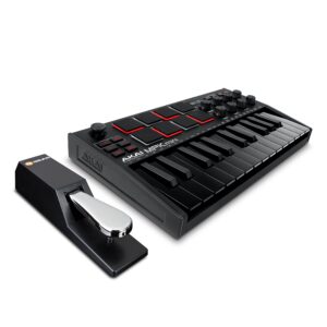 akai mpk mini mk3 midi keyboard controller + m-audio sp2 sustain pedal, with mpc beats and software suite – beat maker bundle (black)