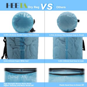 HEETA Waterproof Dry Bag for Women Men Transparent Blue 5L Bundle with 2-Pack Waterproof Pouch with Waist Strap