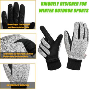 MOREOK Winter Gloves -10°F 3M Thinsulate Warm Gloves Bike Gloves Cycling Gloves for Driving/Cycling/Running/Hiking-GRAY-M