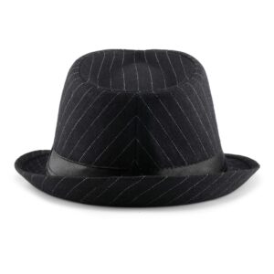 Fedora for Men Women Unisex Men's Women's Classic Manhattan Structured Gangster Trilby Fedora Hat Black