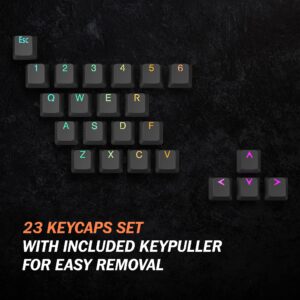 HK Gaming Rubber Keycaps Set | Anti-Slip Texture | Doubleshot Backlit Keycap Set | 23 Keys OEM Profile Key Set | for Mechanical Keyboard | Compatible with Cherry MX, Gateron, Kailh | Black