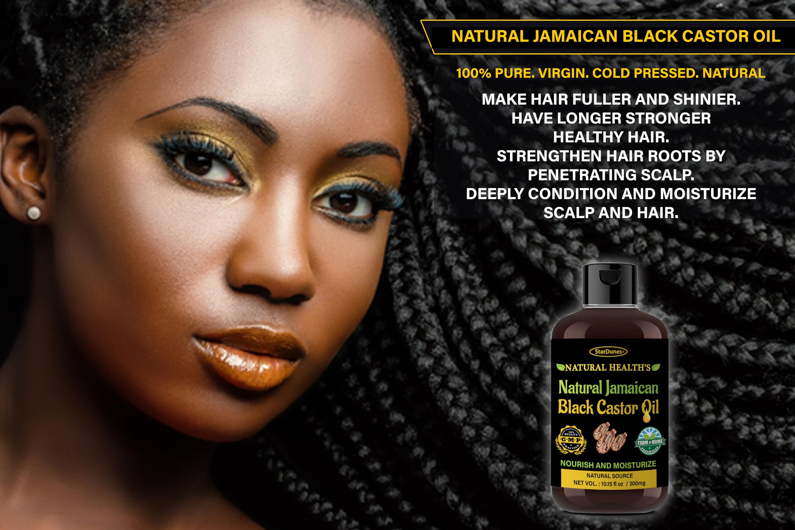 Jamaican Black Castor Oil (10.15 fl oz) - 100% Pure for Hair, Eyelash & Eyebrow Growth, Hair Loss Prevention Serum