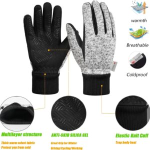 MOREOK Winter Gloves -10°F 3M Thinsulate Warm Gloves Bike Gloves Cycling Gloves for Driving/Cycling/Running/Hiking-GRAY-M